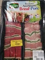 Mängden socker i Brochette assortiment bœuf porc