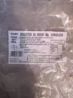 Mängden socker i Boulette au bœuf 30g surgelées