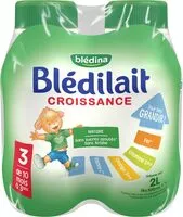Mängden socker i BLEDINA BLEDILAIT 4X500ML CROISSANCE LIQUIDE NATURE De 10 mois à 3 ans