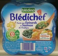 Mängden socker i Blédichef - Purée aux épinards et saumon du Pacifique