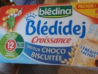 Mängden socker i BLEDINA BLEDIDEJ Croissance Saveur Choco biscuitée 4x250ml Dès 12 Mois