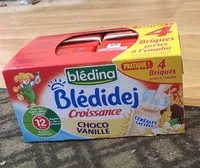 Mängden socker i BLEDINA BLEDIDEJ Croissance Choco Vanille 4x250ml Dès 12 Mois