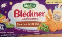 Mängden socker i BLEDINA BLEDINER BRIQUES Carottes petits pois 2X250 ML Dès 12 mois