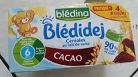 Mängden socker i BLEDINA BLEDIDEJ Cacao 4x250ml Dès 6 Mois