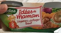 Mängden socker i IDEES DE MAMAN BOLS Carottes Navets Petits Pois Bœuf 2x200g Dès 6 Mois