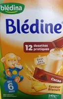Mängden socker i BLEDINE DOSETTES 12x20g Saveur Biscuitée / Cacao Dès 6 mois