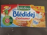 Mängden socker i BLEDINA BLEDIDEJ Croissance Miel Saveur Biscuitée 4x250ml Dès 12 Mois