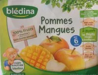 Mängden socker i BLEDINA POTS FRUITS Pommes Mangues 4x130g Dès 6 Mois