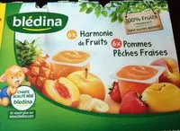 Mängden socker i 6 x Harmonie de Fruits / 6 x Pommes Pêches Fraises