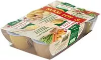 Mängden socker i IDEES DE MAMAN Pommes de terre Poulet / Haricots verts Carottes Veau / 1 Petits pois à la provençale Dès 8 mois