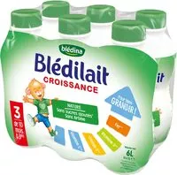 Mängden socker i BLEDINA BLEDILAIT 6X 1L CROISSANCE LIQUIDE NATURE De 10 mois à 3 ans