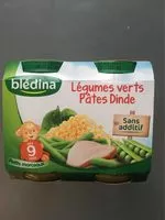 Mängden socker i Légumes verts pâtes dinde dès 9 mois, 2x200g
