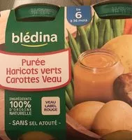 Mängden socker i Blédina haricots verts carotte veau 2x200g dès 6 mois