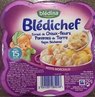 Mängden socker i BLEDICHEF écrasée choux fleurs pomme de terre façon béchamel dès 15 mois, assiette de