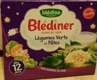 Mängden socker i Blédiner - Légumes verts et pâtes