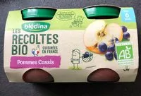 Mängden socker i BLEDINA LES RECOLTES BIO POTS Pommes Cassis 2x130g Dès 6 mois