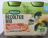 Mängden socker i BLEDINA LES RECOLTES BIO Brocolis Pommes de Terre Veau 2x200g Dès 6 Mois