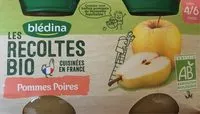 Mängden socker i BLEDINA LES RECOLTES BIO POTS Pommes Poires 2x130g Dès 4/6 mois