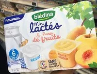 Mängden socker i Blédina Mini lactés 12x55g Nature et Purée de fruits du verger sans sucres ajoutés dès 6 mois