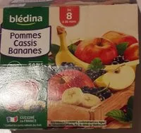 Mängden socker i BLEDINA COUPELLES FRUITS Pommes Cassis Bananes 4x100g Dès 8 Mois