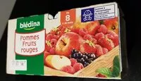 Mängden socker i BLEDINA COUPELLES FRUITS Pommes Fruits Rouges 4x100g Dès 8 Mois