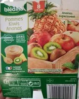 Mängden socker i Pommes Kiwis Ananas - Dès 8 Mois
