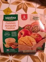 Mängden socker i BLEDINA COUPELLES FRUITS Pommes Mangues Passion 4x100g Dès 8 Mois