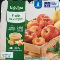 Mängden socker i BLEDINA COUPELLES FRUITS Fruits du Verger 8x100g Dès 6 Mois