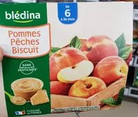 Mängden socker i BLEDINA COUPELLES FRUITS 4x100g Pommes Pêches Biscuit Dès 6 Mois