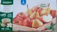 Mängden socker i BLEDINA COUPELLES FRUITS Pommes Poires Vanille 12x100g Dès 6 Mois