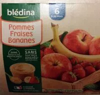 Mängden socker i BLEDINA COUPELLES FRUITS Pommes Fraises Bananes 4x100g Dès 6 Mois