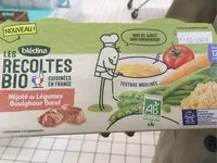 Mängden socker i BLEDINA LES RECOLTES BIO Mijoté de Légumes Boulghour Boeuf 2x200g Dès 12 Mois