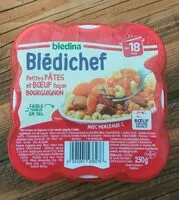 Mängden socker i BLEDICHEF 250g Petites Pâtes et Boeuf Façon Bourguignon Dès 18 mois