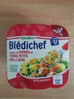 Mängden socker i BLEDICHEF 2x230g Sauté de Pommes de terre, Petits pois et Veau Dès 12 mois