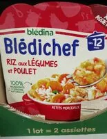 Mängden socker i BLEDICHEF 2x230g Riz aux Légumes et Poulet Dès 12 mois