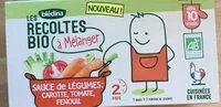 Mängden socker i LES RECOLTES BIO à mélanger 2x150g Sauce de Légumes Carotte, Tomate, Fenouil Dès 10 mois