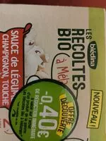 Mängden socker i LES RECOLTES BIO à mélanger 2x150g Sauce de Légumes Champignons, Touche de Crème Dès 10 mois