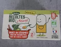 Mängden socker i LES RECOLTES BIO à mélanger 2x150g Sauce de Légumes Duo de Fleurettes, Lait de Coco, Curry Dès 10 mois