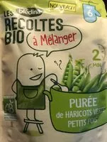 Mängden socker i LES RECOLTES BIO à mélanger Sachet 120g Purée de Haricots Verts Petits Pois Dès 6 mois