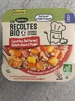 Mängden socker i BLEDINA LES RECOLTES BIO Cocotte de Carottes, Butternut, Patate Douce, et Poulet 230g Dès 12 Mois
