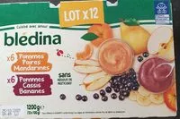 Mängden socker i BLEDINA COUPELLES FRUITS Pommes Poires Mandarines / Pommes Cassis Bananes 12x100g Dès 8 Mois