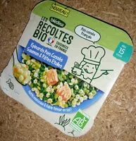 Mängden socker i Les recoltes Bio Épinard Pois cassés saumon et pâtes étoiles