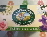 Mängden socker i Infusions Tilleul Rose Jasmin Violette, 25 Sachets, Marque La Tisanière