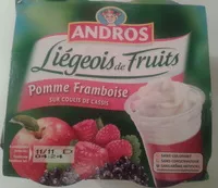 Mängden socker i Liégeois de fruits Pomme-Framboise sur coulis de Cassis