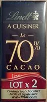 Mängden socker i Le 70% cacao à cuisiner (Lot x 2)