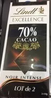Mängden socker i Chocolat Noir intense 70 % cacao