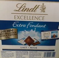 Mängden socker i Gamma Pro: Lindt Excellence Lait Extra Fondant - 200 Carrés De