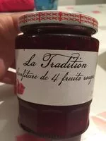 Mängden socker i Confiture de 4 fruits rouges 