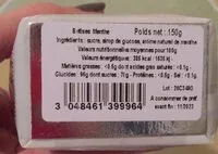 Mängden socker i Les bêtise de cambrai