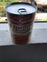 Mängden socker i 6 Saucisses De Strasbourg William Saurin. Boite De 400 gr